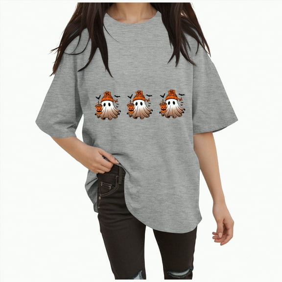 Godom Plus Size Halloween Shirts for Women Cute Ghost Shirt Fall Graphic Tees Top Pumpkin Short Sleeve Tops
