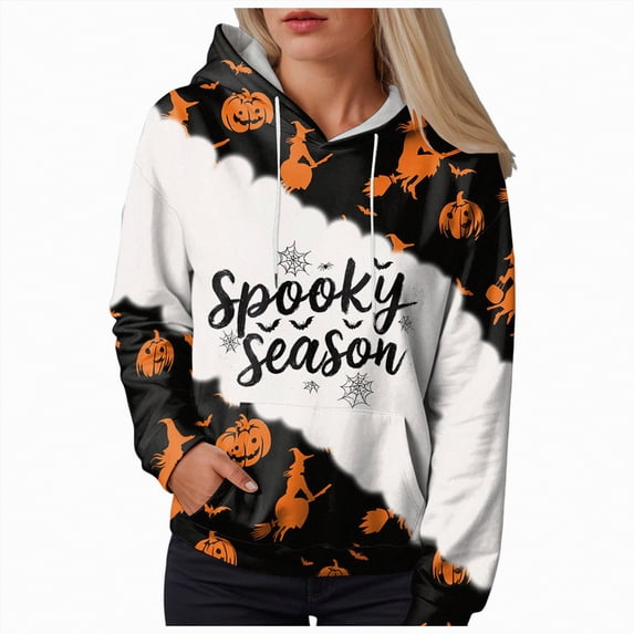 Godom Plus Size Hoodies for Women Halloween Long Sleeve Pullover Shirts Drawstring Tops S-5XL