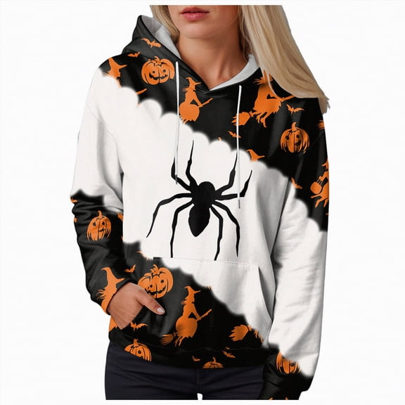 Godom Plus Size Hoodies for Women Halloween Long Sleeve Pullover Shirts Drawstring Tops S-5XL