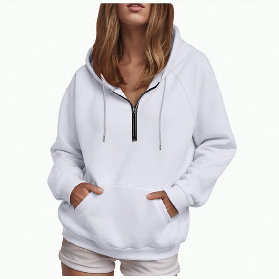 Godom Quarter Zip Womens Hoodies Drawstring Hooded Sweatshirts for Woman with Pocket Fashion Sweatshirt