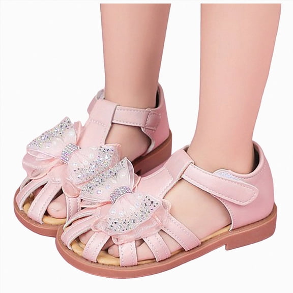 Godom Sandals for Toddler Girls Comfort Anti-Slip Open Toe Adjustable Walking Beach Shoes for Toddler Little Big Kid