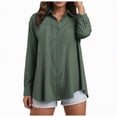 thumbnail image 1 of Godom Shirts for Women Oversized Long Sleeve Button Down Shirts Blouses Tops with Pocket, 1 of 7