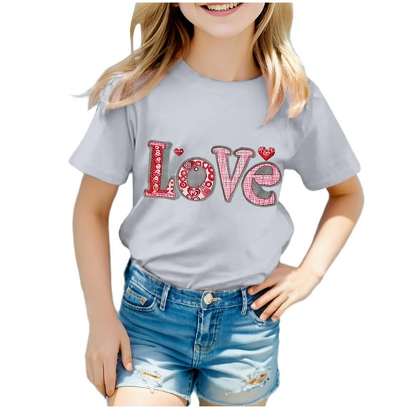 Godom Short Sleeve Shirt for Girls Casual Crewneck Basic Tees Kids Tee Tops Girl Clothes