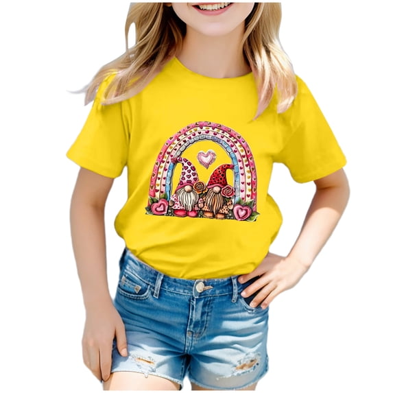 Godom Short Sleeve Shirt for Girls Crewneck Tees Girls Summer Tops