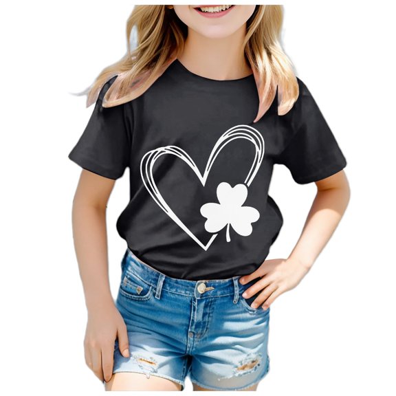 Godom Short Sleeve Shirt for Girls Fashion Crewneck Tops Summer Tops Basic Tees