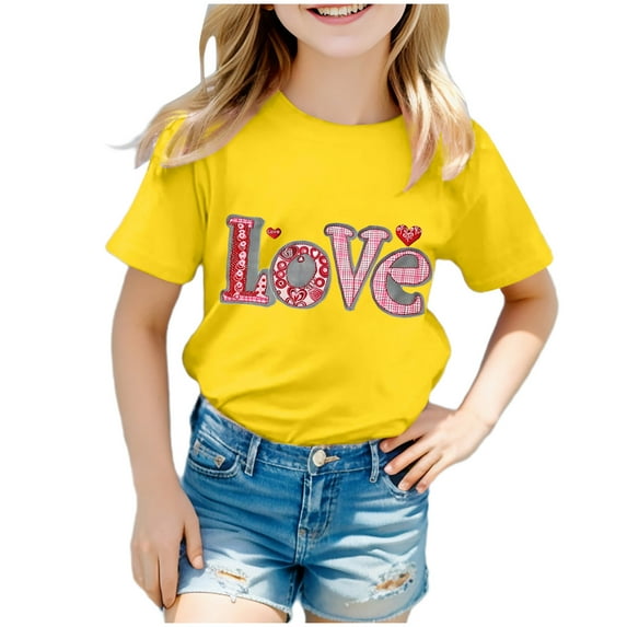 Godom Short Sleeve Shirt for Girls Glitter Print Cute Design Summer Tops