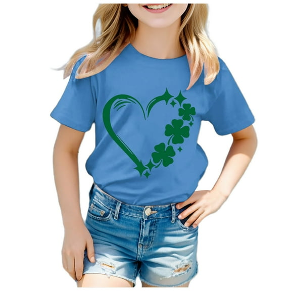 Godom Short Sleeve Shirt for Girls Round Neck Solid Loose Basic Tees Girls' Summer T Shirts