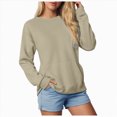 thumbnail image 1 of Godom Solid Sweatshirt Pullover for Women, Long Sleeves Color Tunic Tops Crewneck Hoodless Tunic Top Casual Sweatshirts, 1 of 7