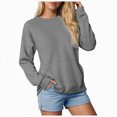 thumbnail image 1 of Godom Solid Sweatshirt Pullover for Women, Long Sleeves Color Tunic Tops Crewneck Hoodless Tunic Top Casual Sweatshirts, 1 of 7