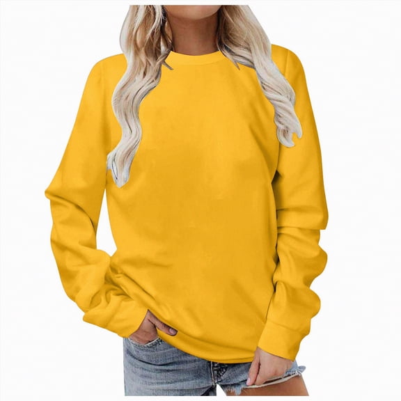 Godom Solid Sweatshirt Pullover for Women, Long Sleeves Color Tunic Tops Crewneck Hoodless Tunic Tops Casual Sweatshirt