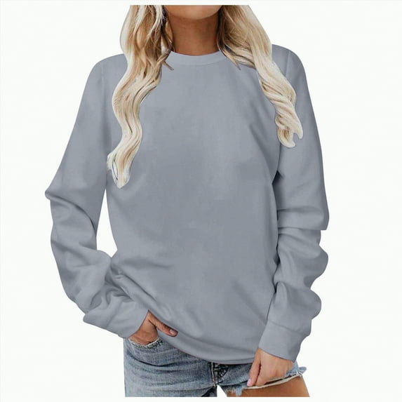 Godom Solid Sweatshirt Pullover for Women, Long Sleeves Color Tunic Tops Crewneck Hoodless Tunic Tops Casual Sweatshirt