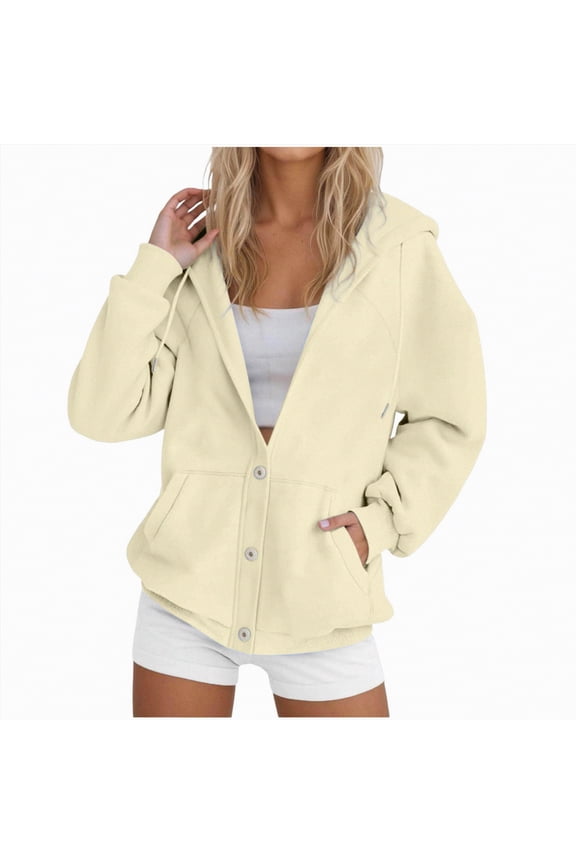 Super Soft Hoodies for Women Long Sleeve Button Down Oversized Sweatshirts Loose Fall Winter Clothing with Pockets