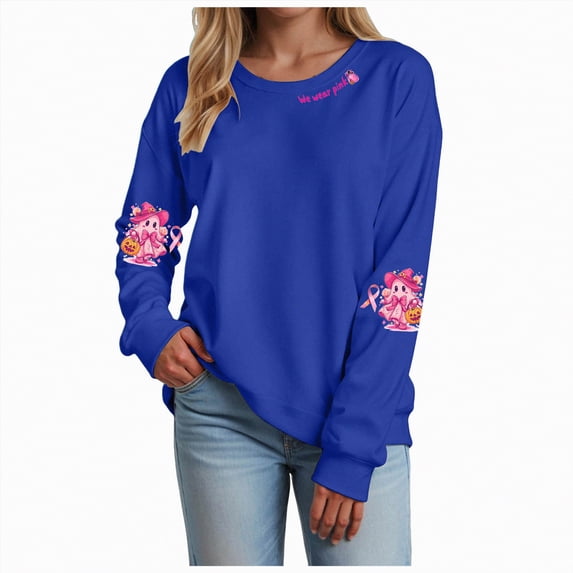 Godom Sweatshirt for Women Pink Ribbon Sweatshirts Long Sleeve Hoodies Pullover Tops