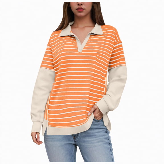 Godom Sweatshirts for Women Long Sleeve V Neck Side Slit Pullover Sweatshirt Shirts Loose Casual Fall Tops