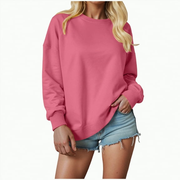 Godom Sweatshirts for Women Solid Color Crewneck Long Sleeve Oversized Pullover Tops Casual Fall Outfits Fashion Sweatshirt