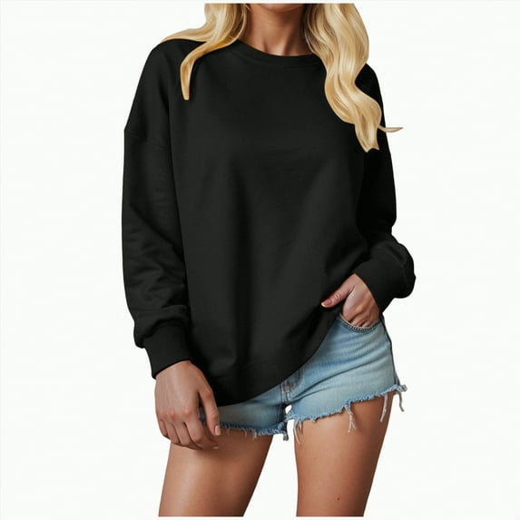 Godom Sweatshirts for Women Solid Color Crewneck Long Sleeve Oversized Pullover Tops Casual Fall Outfits Fashion Sweatshirt