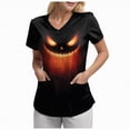 thumbnail image 1 of Godom T Shirt for Women Halloween Pumpkin Tees Fall Graphic Short Sleeve V Neck Tees, 1 of 7