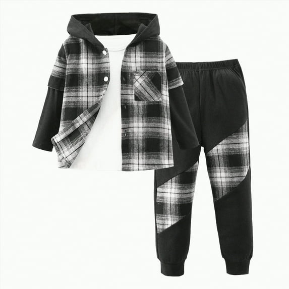 Godom Toddler Baby Boy Clothes Fall Winter Outfit Boys 5T Clothes Long Sleeve Tops and Pants Kids 2Pcs Clothing Sets,Black