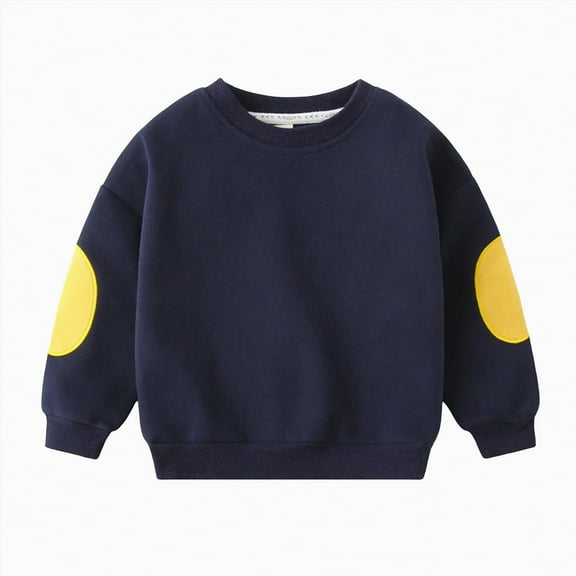 Godom Toddler Baby Boys Sweatshirts Long Sleeve Crewneck Solid Color Pullover Fall Tops