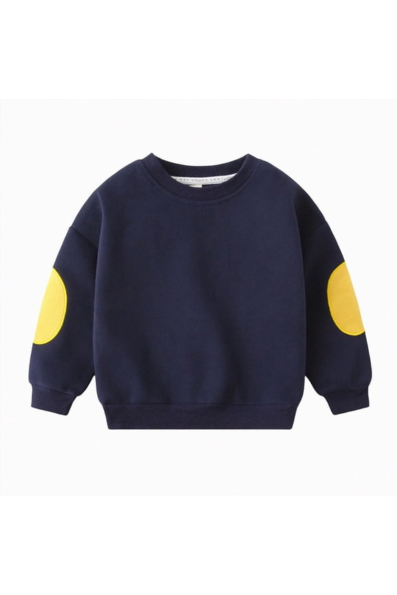 Toddler Baby Boys Sweatshirts Long Sleeve Crewneck Solid Color Pullover Fall Tops