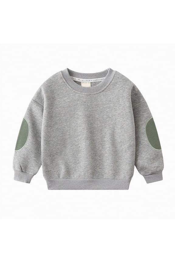 Toddler Baby Boys Sweatshirts Long Sleeve Crewneck Solid Color Pullover Fall Tops