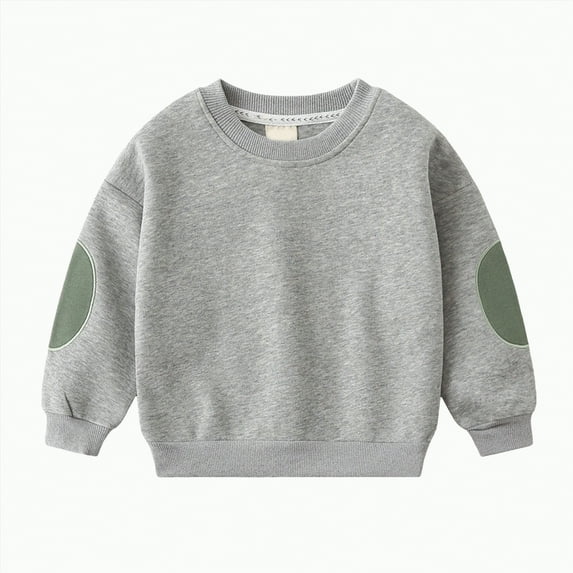 Godom Toddler Baby Boys Sweatshirts Long Sleeve Crewneck Solid Color Pullover Fall Tops