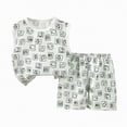 thumbnail image 1 of Godom Toddler Boys Girls Summer Casual Printed Short Sleeve Tee Shorts Set 6 12 18 Months 2T 3T 4T 5T Kids Outfits Breathable Cotton Playwear,Mint Green, 1 of 4