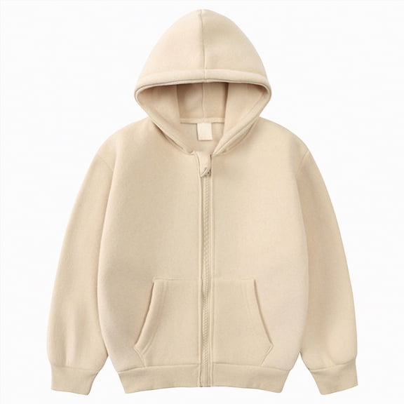Godom Toddler Boys Girls Sweatshirt Solid Color Lined Zip Up Hoodie for Boy Fashion Sweatshirts