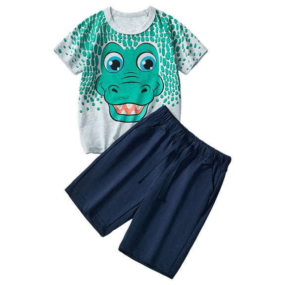 Godom Toddler Boys Outfit Sets Casual New Casual T Shirt Shorts Set 2 Pieces Outfit Toddler to Big Kid Sizes