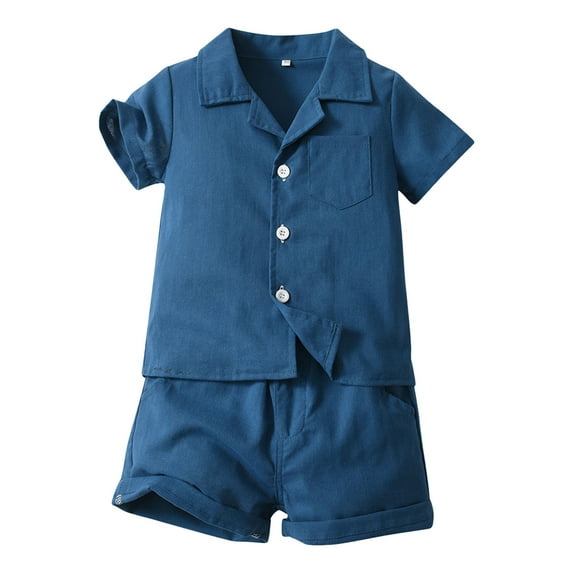 Godom Toddler Boys Outfit Sets Kids Short Sleeve T-shirt Tops and Elastic Waist Shorts Suits 2 Pieces Outfit Toddler to Big Kid Sizes
