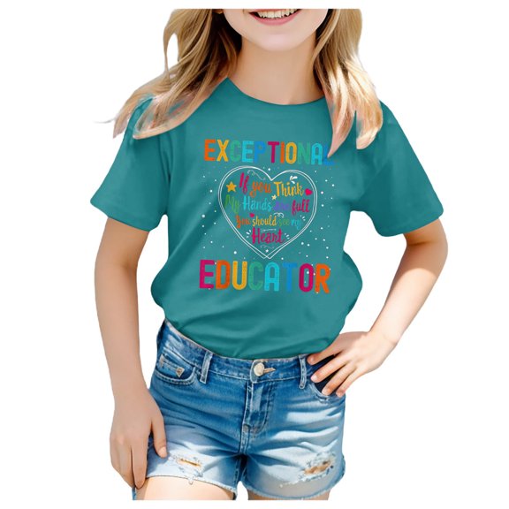 Godom Toddler Girl Clothes Short Sleeve Crewneck T-Shirt Tee Summer Shirts