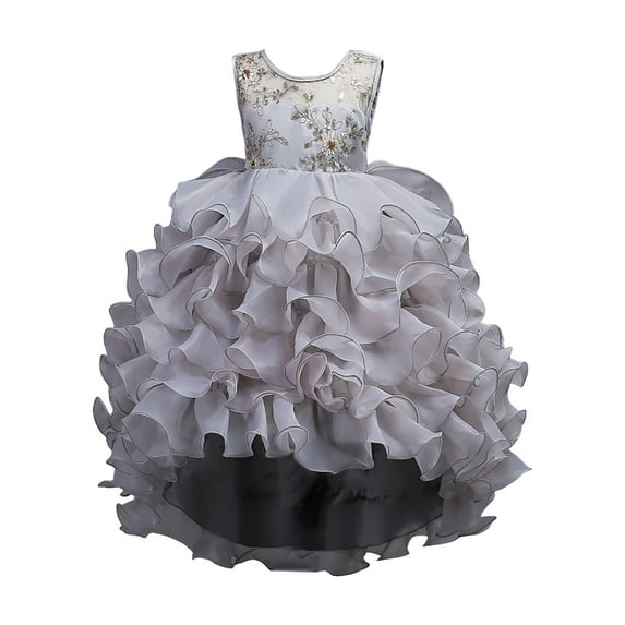 Godom Toddler Girls Dresses Mesh Puffy Short Sleeve A Line Casual Party Dress Toddler to Big Kid