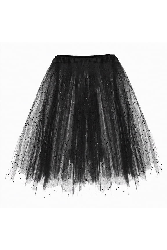 Toddler Girls Glitter Tutu Skirt 2T-10T Mesh Tiered Princess Dance Skirt Party Costume,Black