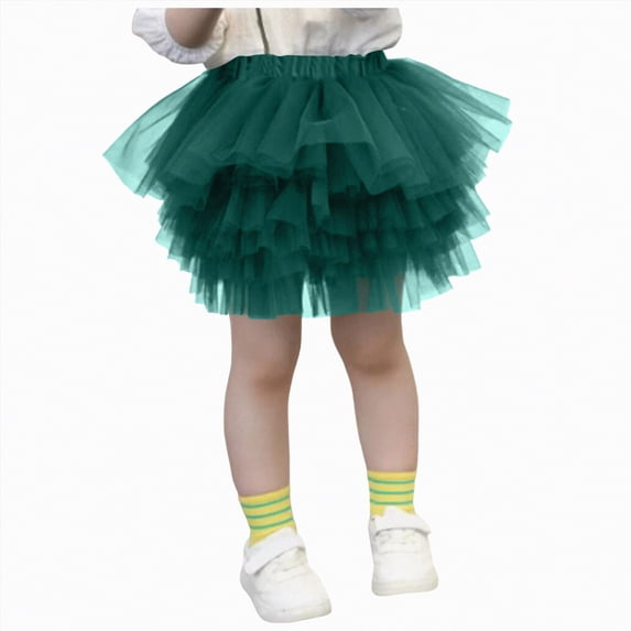 Godom Toddler Girls Layered Tutu Skirt 1T-8T 6-Layer Tulle Ballet Dance Princess Dress Party Skirt,Dark Green