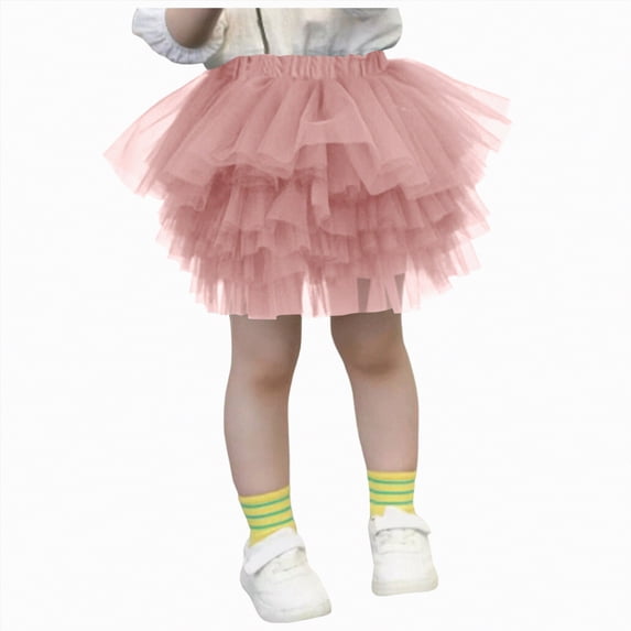 Godom Toddler Girls Layered Tutu Skirt 1T-8T 6-Layer Tulle Ballet Dance Princess Dress Party Skirt,Pink