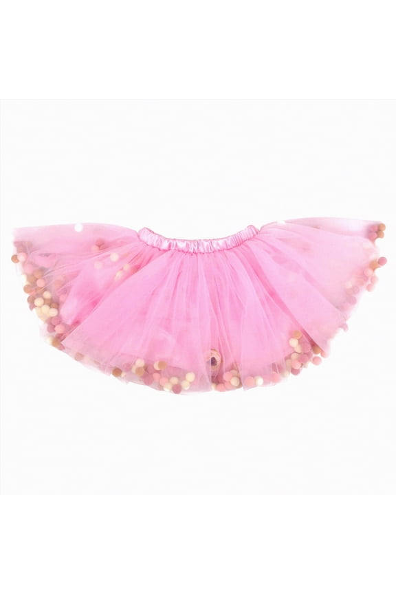 Toddler Girls Puff Ball Tutu 6M-4T Layered Princess Birthday Dresses Rainbow Ballet Tulle Skirt,Pink