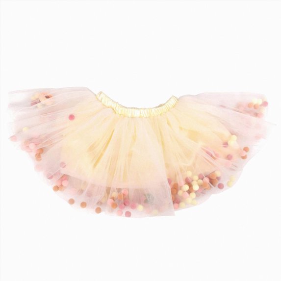 Godom Toddler Girls Puff Ball Tutu 6M-4T Layered Princess Birthday Dresses Rainbow Ballet Tulle Skirt,White