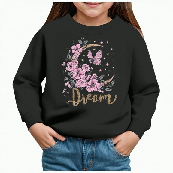 Godom Toddler Girls' Sweatshirt Girl No Cap Crew-Neck Sweatshirt Long Sleeve Pullover Shirt