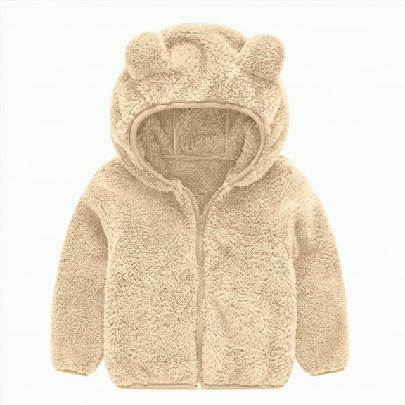 Godom Toddler Jacket Warm Ear Cute Boy Hooded Baby Kids Thick Zipper Girls Coat Outwear Boys Hoodies