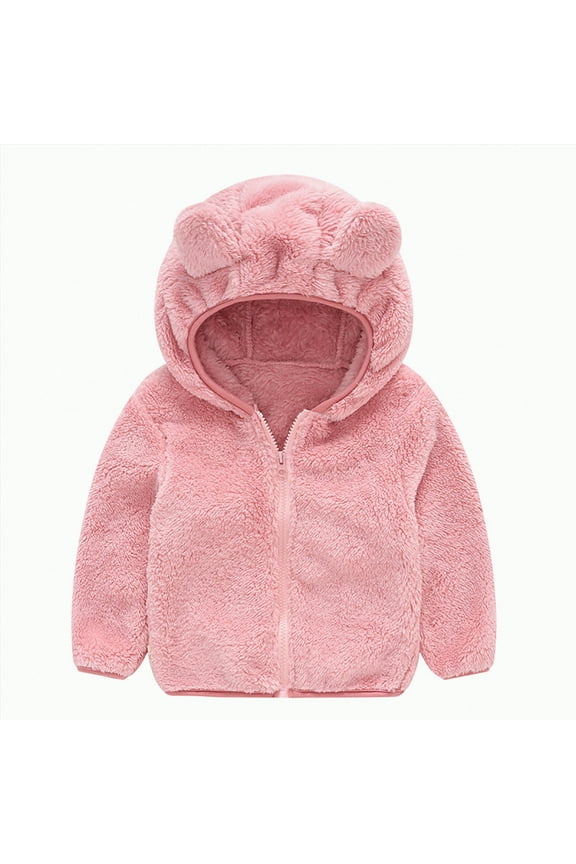 Toddler Jacket Warm Ear Cute Boy Hooded Baby Kids Thick Zipper Girls Coat Outwear