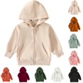 thumbnail image 1 of Godom Toddler Kids Boys Girls Hoodies Jacket 12 18 24 Months 2T 3T 4T 5T Solid Color Zip Up Hooded Long Sleeve Kids Coat Fall Winter Clothes Outerwear, 1 of 8