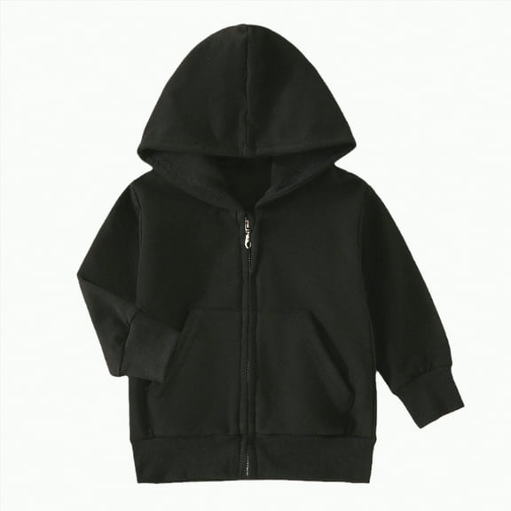 Godom Toddler Kids Boys Girls Hoodies Jacket 12 18 24 Months 2T 3T 4T 5T Solid Color Zip Up Hooded Long Sleeve Kids Coat Fall Winter Clothes Outerwear