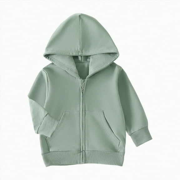 Godom Toddler Kids Boys Girls Hoodies Jacket 12 18 24 Months 2T 3T 4T 5T Solid Color Zip Up Hooded Long Sleeve Kids Coat Fall Winter Clothes Outerwear