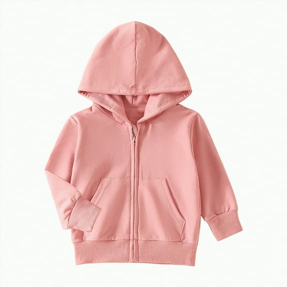 Godom Toddler Kids Boys Girls Hoodies Jacket 12 18 24 Months 2T 3T 4T 5T Solid Color Zip Up Hooded Long Sleeve Kids Coat Fall Winter Clothes Outerwear