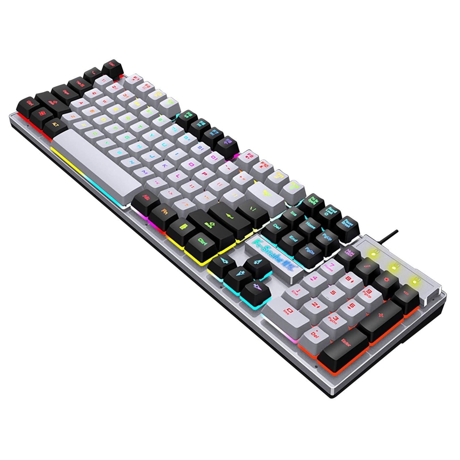 Godom USB Wired Gaming Keyboard With Rainbow LED Backlight Silent Floating Keys Mechanical Feel Keyboard Ergonomic For Office And Gaming