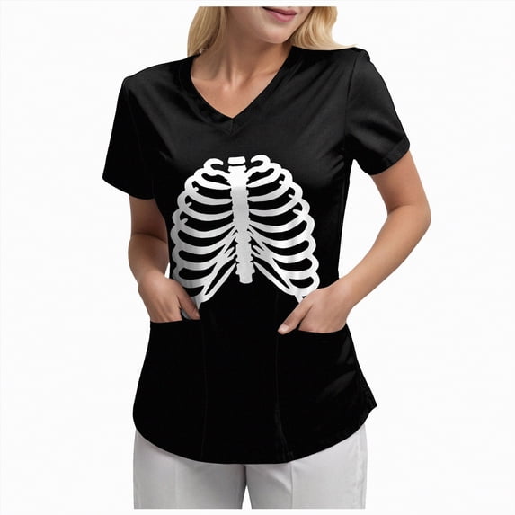 Godom V Neck Fall Shirts for Women Graphic T Shirts Cute Halloween Tee Tops