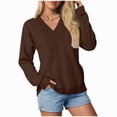 thumbnail image 1 of Godom V Neck Sweatshirts Women Long Sleeve Tops 2025 Fall Fashion Clothes Winter Pullover with Pockets S-3XL, 1 of 7