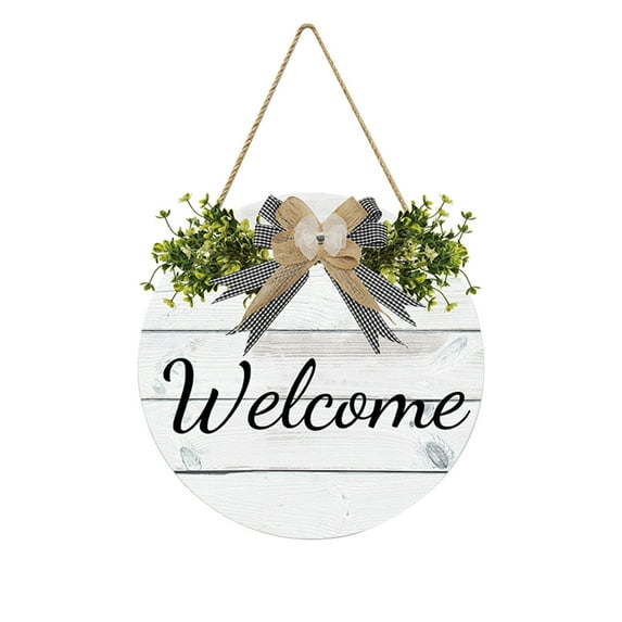 Godom Welcome Door Plate Wood Painting With Flowers Spring Wood Hanging Wall Decoration 30cm/11.8in