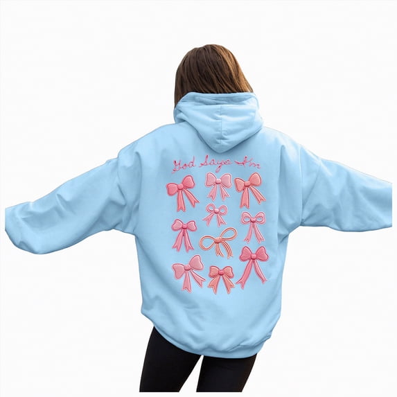 Godom Women Loose Hoodie Sweatshirt Solid Basic Fleece Letter Long Sleeve Kangaroo Pocket Drop Shoulder Pullovers Top