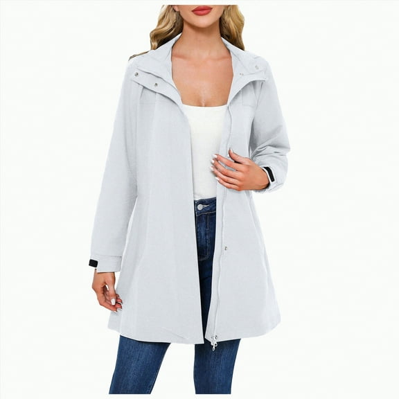 Godom Women Waterproof Lightweight Rain Jacket Long Windproof Loose Rain Coats Active Outdoor Hooded Windbreaker